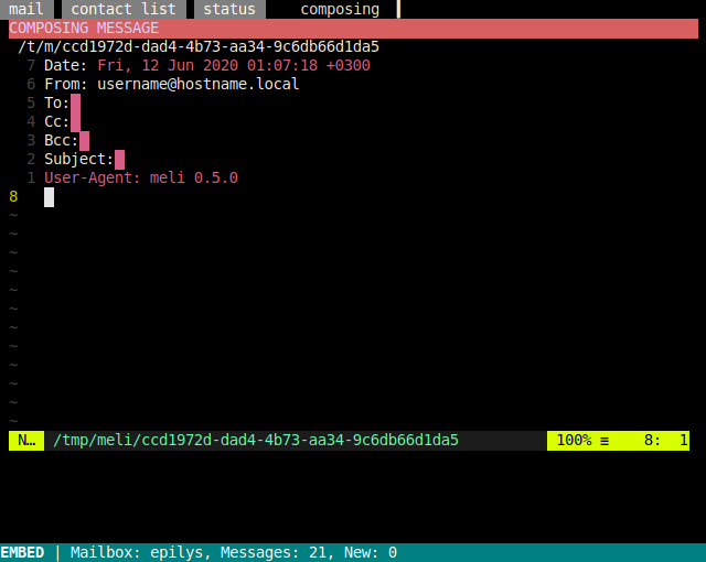 Compose with embed terminal editor screenshot